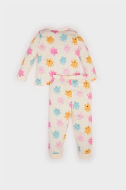 Baby Girl Bear Printed Cotton Top Bottom 2 Piece Pajama Set