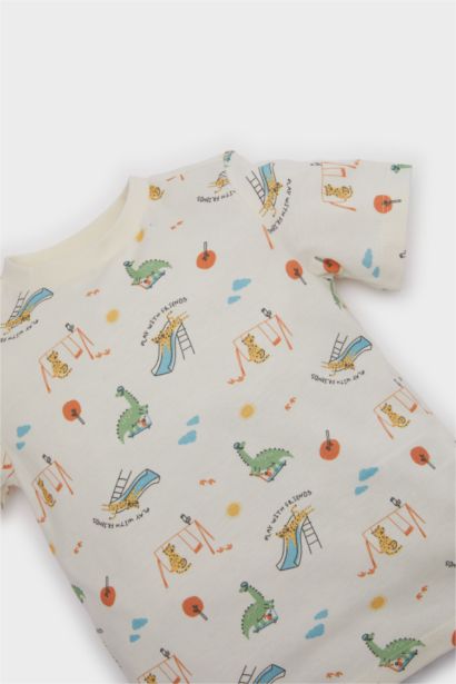 سيت بجامة بيبي ولادي بطبعة ديناصور - قطعتين