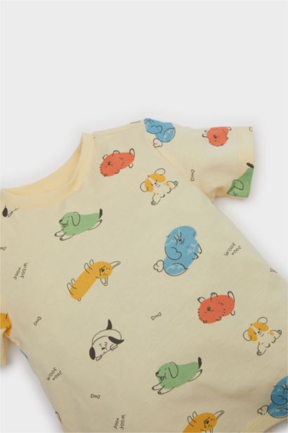 سيت بجامة بيبي ولادي شورت وتيشيرت ممشط - قطعتين