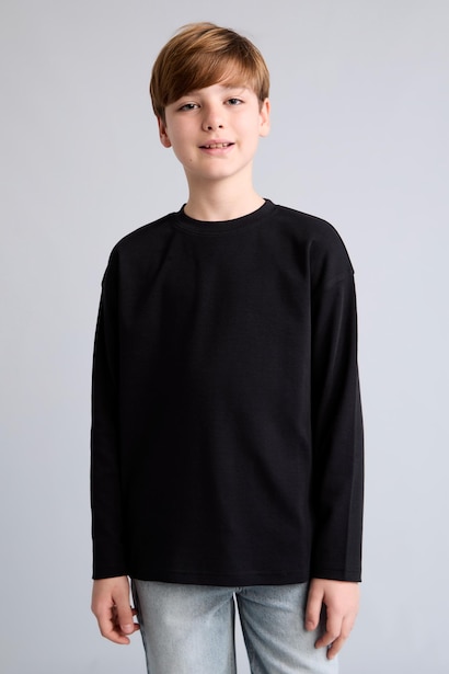 T-shirt oversize à manches longues et col rond pour garçon