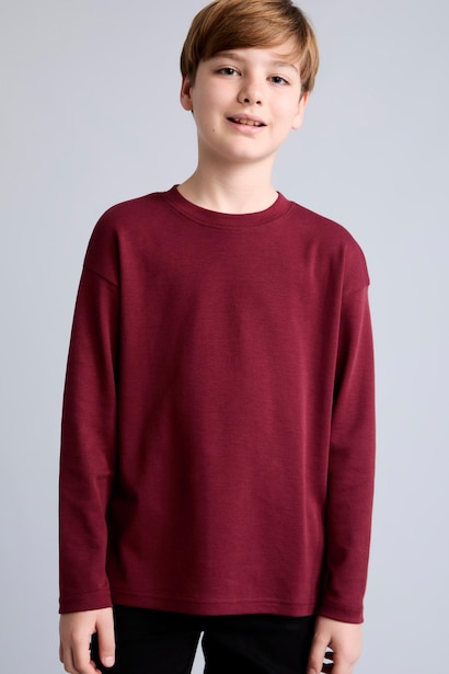 Boy 100% Cotton Oversize Fit Crew Neck Long Sleeve T-Shirt