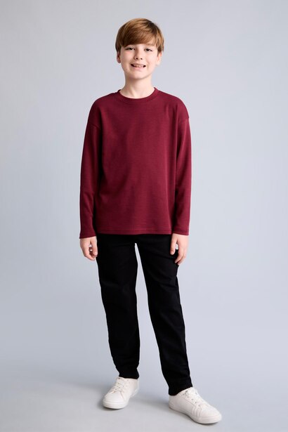 Boy 100% Cotton Oversize Fit Crew Neck Long Sleeve T-Shirt