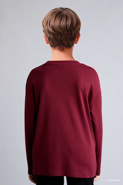 Boy 100% Cotton Oversize Fit Crew Neck Long Sleeve T-Shirt
