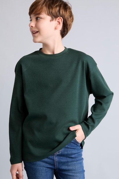 T-shirt oversize à manches longues et col rond 100% coton pour garçon