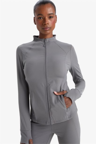 سويت شيرت بسوسته سليم فيت بياقة عالية بسحاب