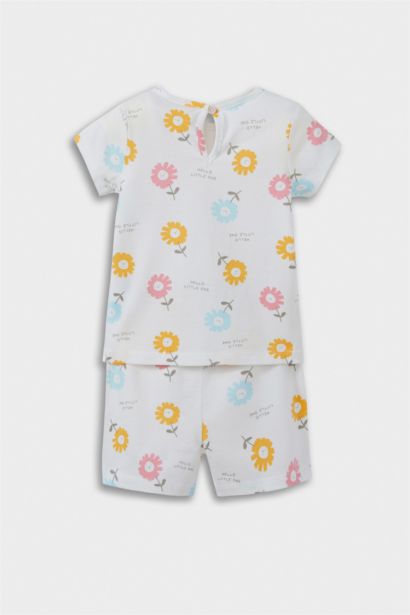 Baby Girl Floral Cotton Top Shorts 2 Piece Pajama Set