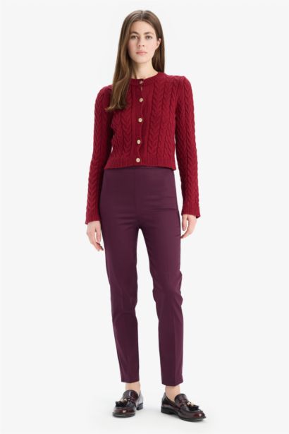 Cigarette Fit Regular Hem Satin Trousers