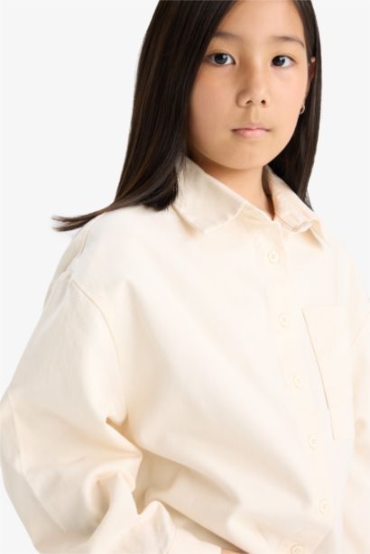 قميص بناتي كم طويل قطن اوفر سايز