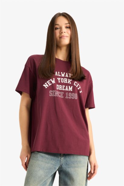 Oversize Fit Crew Neck Printed Short Sleeve T-Shirt