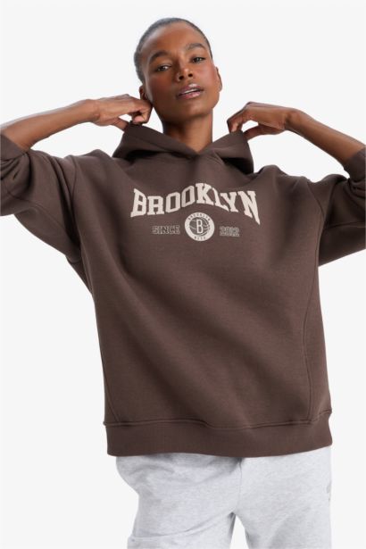 Aırtech NBA Brooklyn Nets Oversize Geniş Kalıp Kapüşonlu Sporcu Sweatshirt