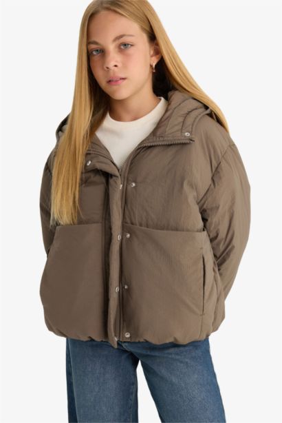 Doudoune imperméable zippée à capuche pour fille