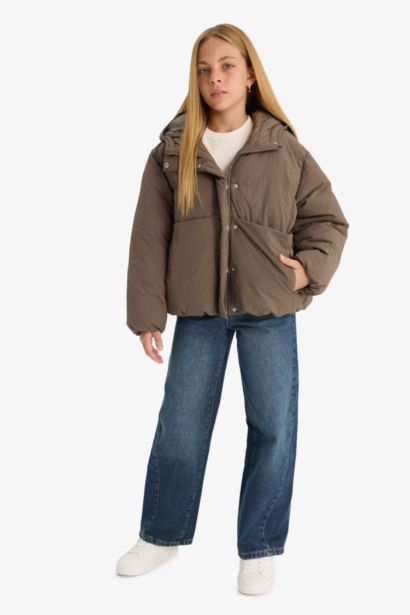 Doudoune imperméable zippée à capuche pour fille