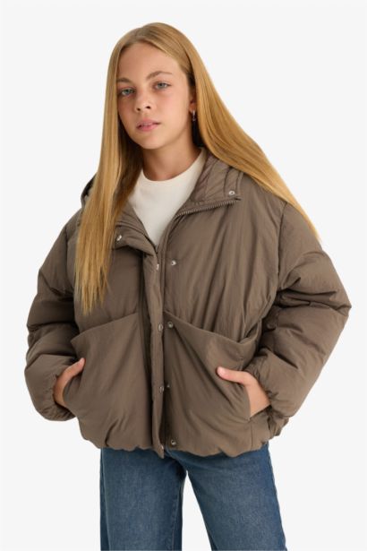 Doudoune imperméable zippée à capuche pour fille