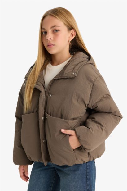 Doudoune imperméable zippée à capuche pour fille