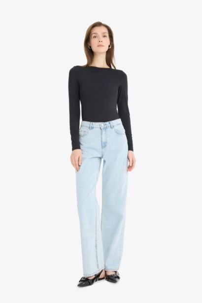 Слим фит, базовая однотонная футболка с длинными рукавами