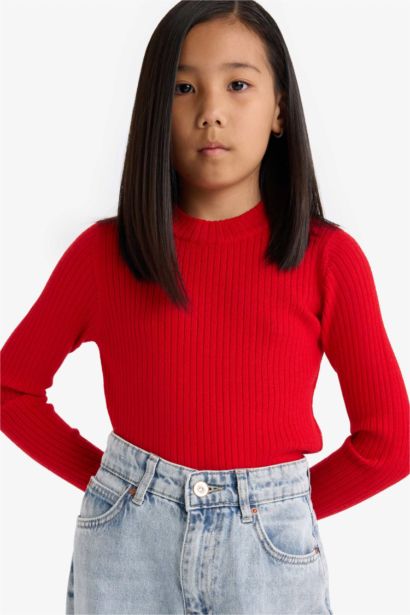 Girl Slim Fit Crew Neck Knit Pullover