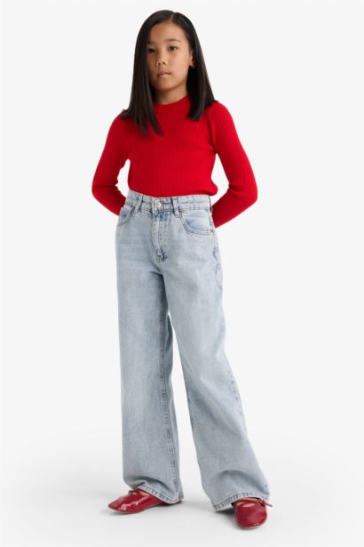 Girl Slim Fit Crew Neck Knit Pullover