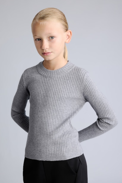 Girls Fitted Crew Neck Knitted Sweater