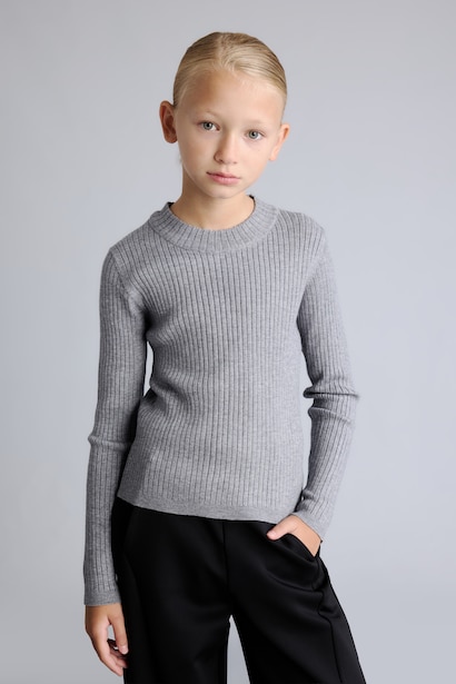 Girls Fitted Crew Neck Knitted Sweater