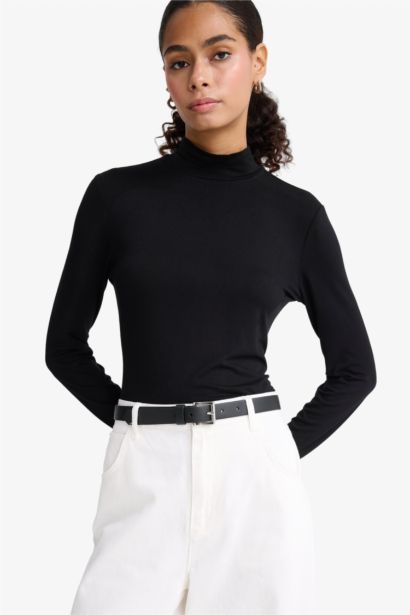 Slim Fit Long Sleeve Stand Collar T-shirt