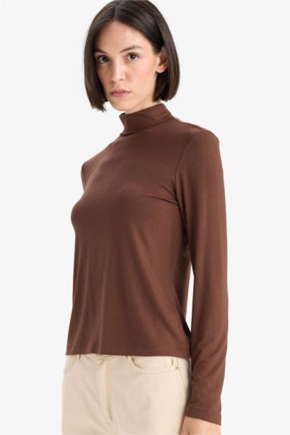 Slim Fit Long Sleeve Stand Collar T-shirt