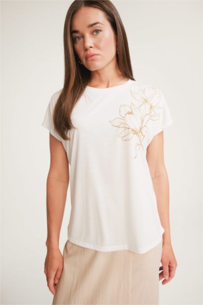 Crew Neck Printed Short Sleeve T-Shirt