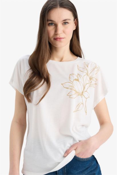 Crew Neck Printed Short Sleeve T-Shirt