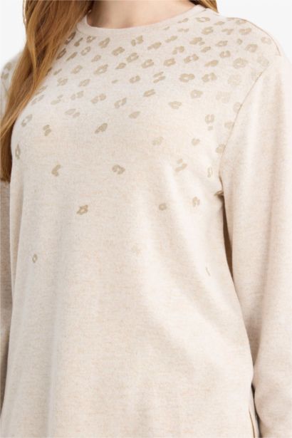 Regular Fit Crew Neck Stone Detail T-Shirt