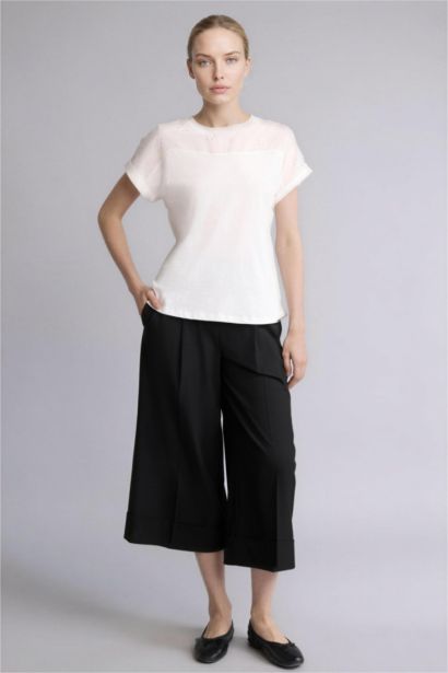 Flamlı Pamuk Kısa Kollu Tişört