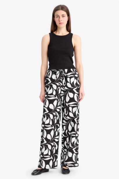 Poplin High Waist Wide Leg Trousers
