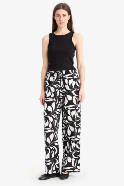 Poplin High Waist Wide Leg Trousers