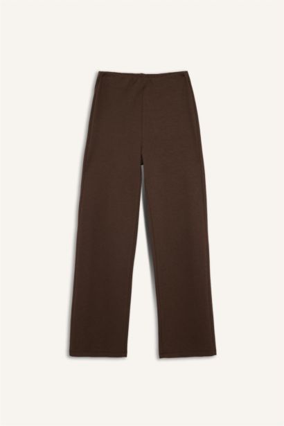 Wide Straight Leg Pique Trousers