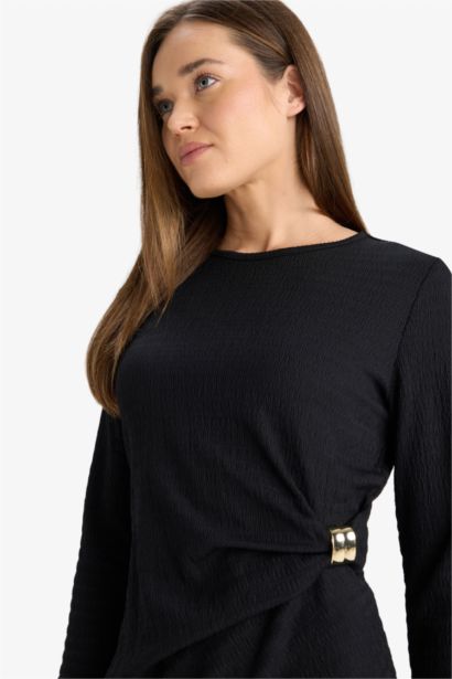 Robe à manches longues et col rond Coupe régulière