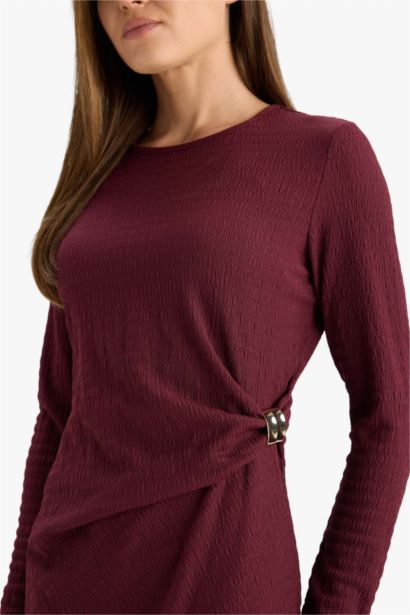 қалыпты пішім с мойын ұзын жеңді Ұзын жеңді трикотаж көйлек