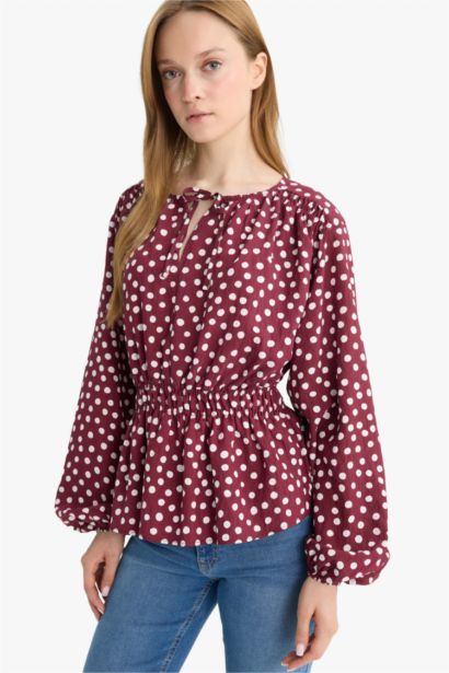 Regular Fit Crew Neck Long Sleeve Blouse