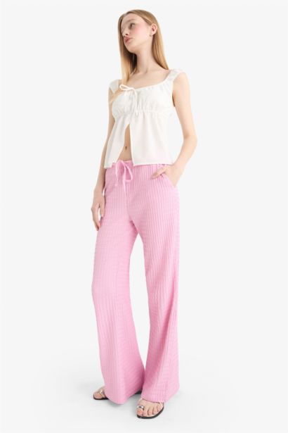 Flare Fit Beli Lastikli Bürümcük Pantolon