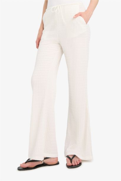 Flare Fit Beli Lastikli Bürümcük Pantolon