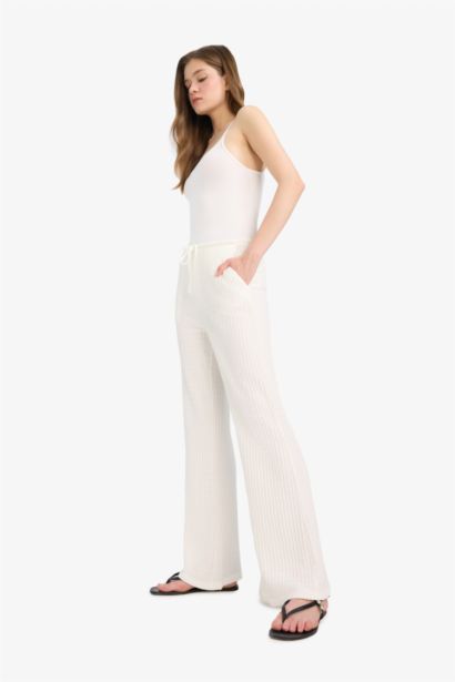 Flare Fit Beli Lastikli Bürümcük Pantolon