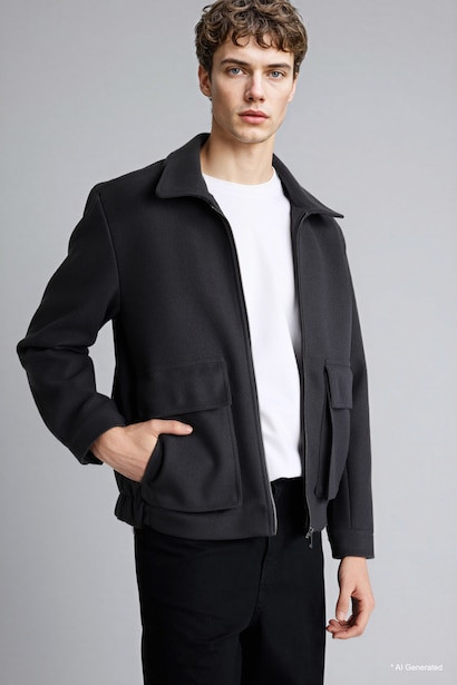 REGULAR FIT Fermuarlı Cepli Mont