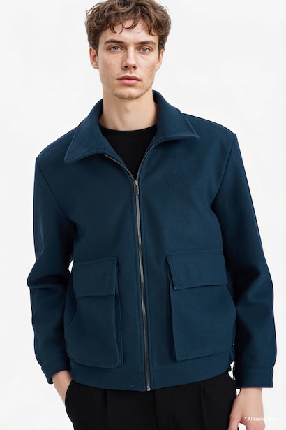REGULAR FIT Fermuarlı Cepli Mont