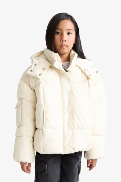 Girl Hooded Zippered Puffer Jacket