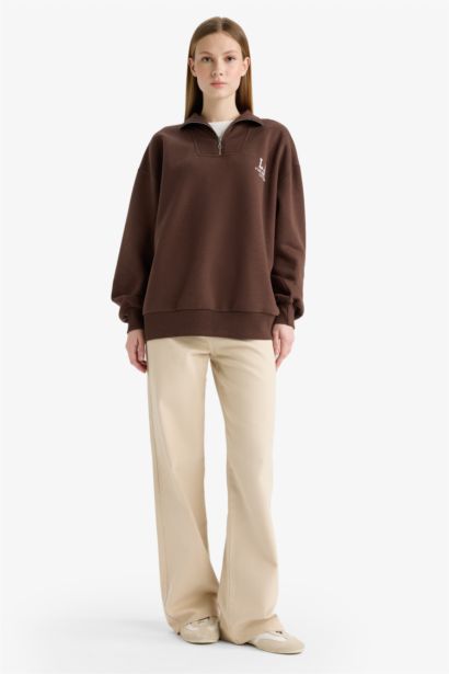 Coool оверсайз, свободный покрой, полузип толстовка, толстая