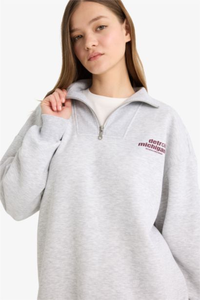 Толстовка Coool оверсайз с полумолнией из плотной ткани