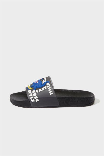 Boy Patterned High Sole Sweatshirt Fabric Slippers