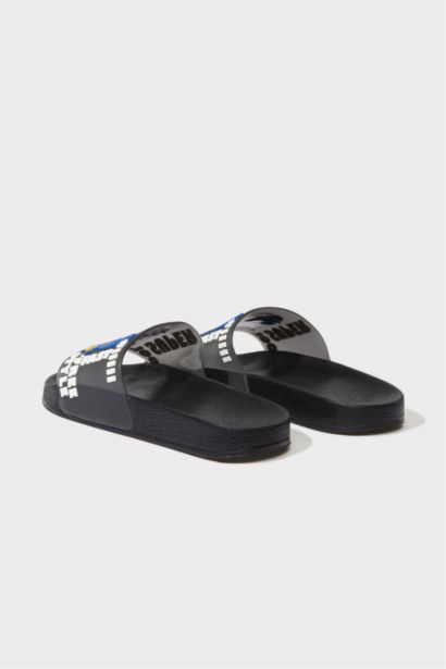 Boy Patterned High Sole Sweatshirt Fabric Slippers