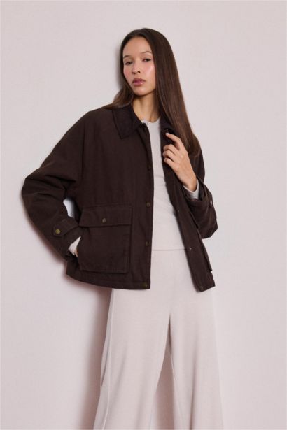 Хлопковая куртка с поло воротником регулярного кроя