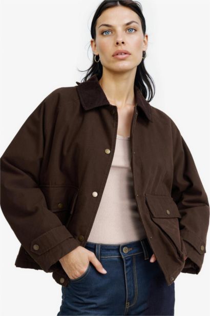 Хлопковая куртка с поло воротником регулярного кроя