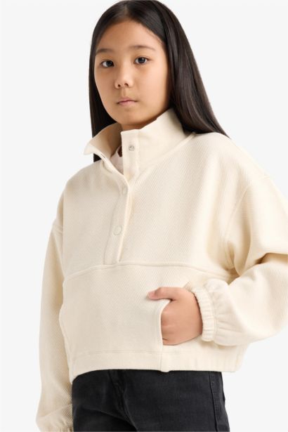 Girl Oversize Fit Half Zip Sweatshirt