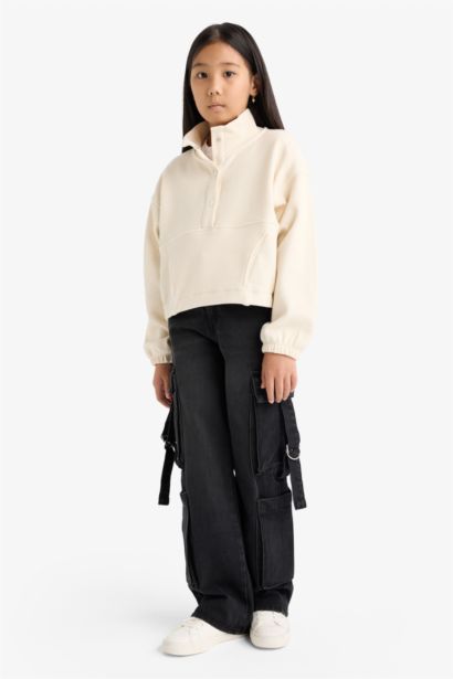 Girl Oversize Fit Half Zip Sweatshirt