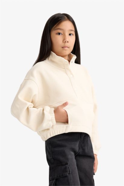 Girl Oversize Fit Half Zip Sweatshirt